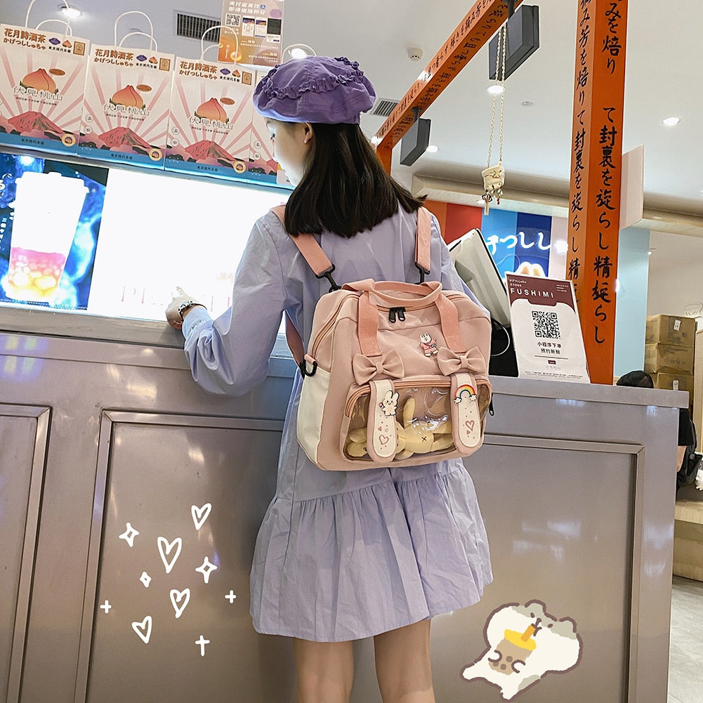 Kawaii Shoulder Backpack Korean Japanese Students Cartoon Cute Girl School Bag for Women Students Shopping Travel