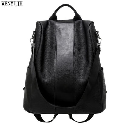 Women&#39;s Backpack PU Leather Backpacks Waterproof Rucksack Vintage School Bags For Girls Mochila Mujer Casual Bolsas Feminina