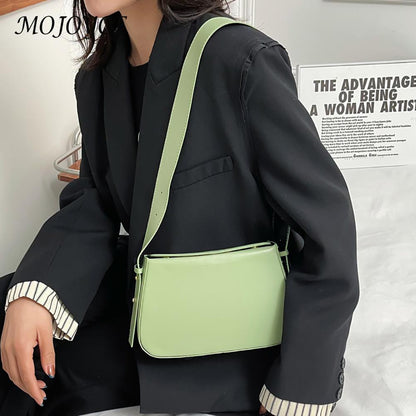 Fashion PU Women Underarm Bags Solid Color Ladies Shoulder Handbags Lady Clutch Quality PU Leather Luxury Simple Shoulder Bag
