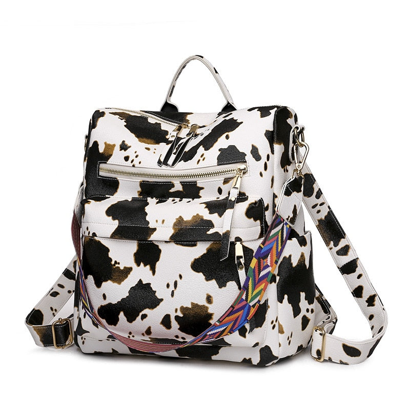 Multifunction Soft Leather Women Waterproof Backpack Capacity Travel Backpack High Quality Retro School Bags for Teenage Girls