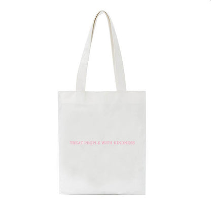 YWBK Women Bag Fashion Canvas Treat People with Kindness Letter Casual Big Capacity Harajuku WomenNew Fun Vintage Shoulder Bag