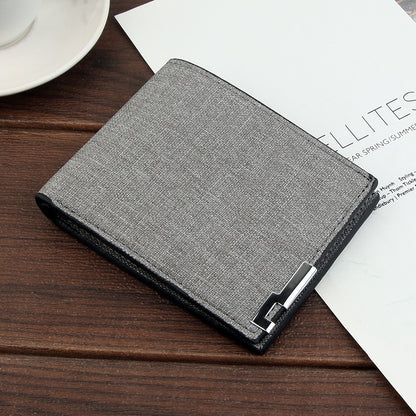 Men&#39;s Fashion Canvas Wallet Short Multi-card Coin Purse Casual Soft Business Clutch Wallet Male Youth Horizontal Card Holder PU