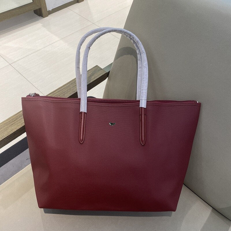 Designer Brand Women&#39;s Bags PVC Waterproof Coated Tote Bag Shopping School Casual Travel Laptop Zipper Commuter Handbag