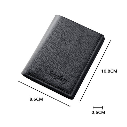 Men Wallets 100% Genuine Leather Real Cowhide Card Holder Wallets for Man Short Fashion Black Coin Purse Photo Money Clip Bag