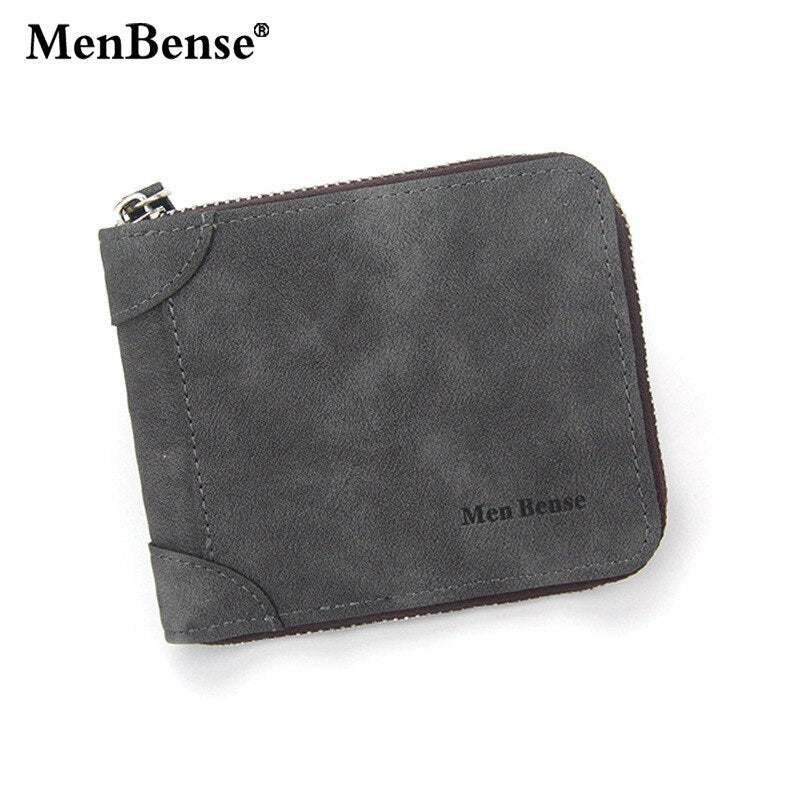 Short Men&#39;s Leather Wallet Brand Handy Purse Male Pocket Bag For Coin Money Leather Zipper Wallet Mini Card Holder Small Purse