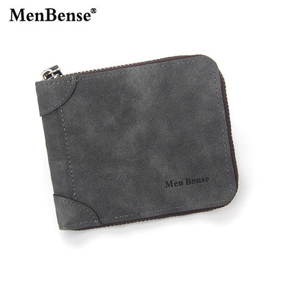 Short Men&#39;s Leather Wallet Brand Handy Purse Male Pocket Bag For Coin Money Leather Zipper Wallet Mini Card Holder Small Purse