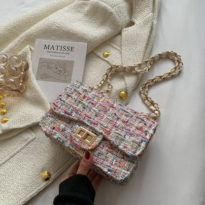 Brand Women Bags Leather Patchwork Embroidery Cross Body Messenger Bag Girl Shoulder Bags Female Bag Woolen Classic Flap Clutch