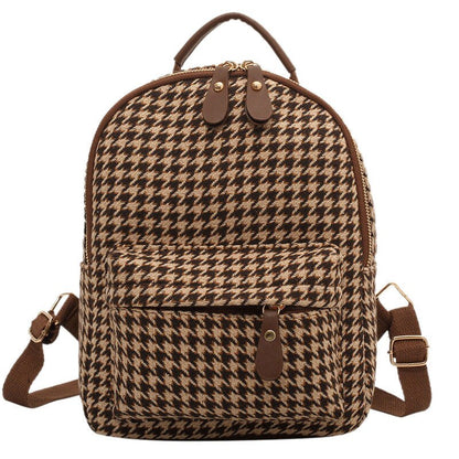 Luxury Brand Women Small Backpack Cotton and Pu Leather Backpacks for Teenager Girls Fashion Multifunction Lady Travel Back Bag