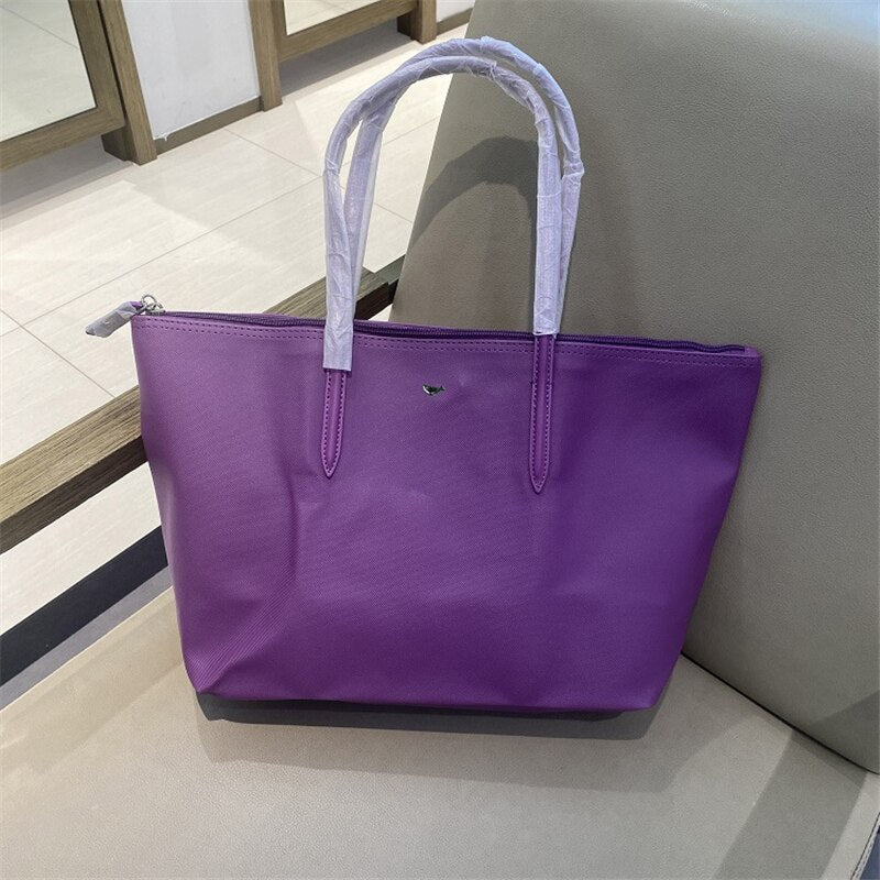 Designer Brand Women&#39;s Bags PVC Waterproof Coated Tote Bag Shopping School Casual Travel Laptop Zipper Commuter Handbag