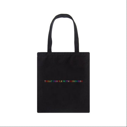 YWBK Women Bag Fashion Canvas Treat People with Kindness Letter Casual Big Capacity Harajuku WomenNew Fun Vintage Shoulder Bag