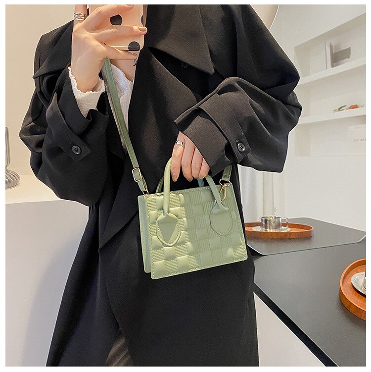 Fashion Pu Leather Women Shoulder Bag High Quality Checkered Crossbody Bag Woman Luxury Designer Casual Women Messenger Bag