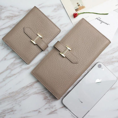 Genuine Leather Women Wallets Luxury Long Hasp Lychee Pattern  Coin Purses Female Brand Solid Colors New Thin Clutch Phone Bag