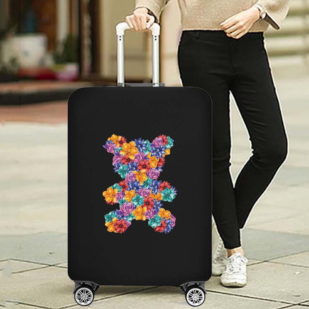 Luggage Cover Protective Thickening Travel Accessories Luggage Dust Cover for 18-28 Inch Bear Print Fashion Suitcase