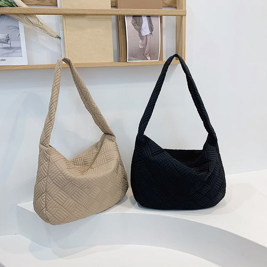 Fashion Quilted Shopper Bag Women Nylon Underarm Shoulder Bag Female Large Capacity Solid Totes Purse Brand Designer Handbags