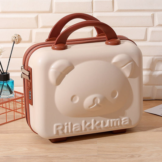 14-inch Rilakkuma Storage Box Makeup Box Suitcase Portable Small with Lock Password Mini Luggage Make Up Storage Case