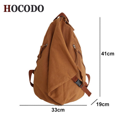Unisex Leisure Travel Backpack Fashion Trend Canvas School Bag Solid Color Simple School Backpack Female Daily Backpack Mochila