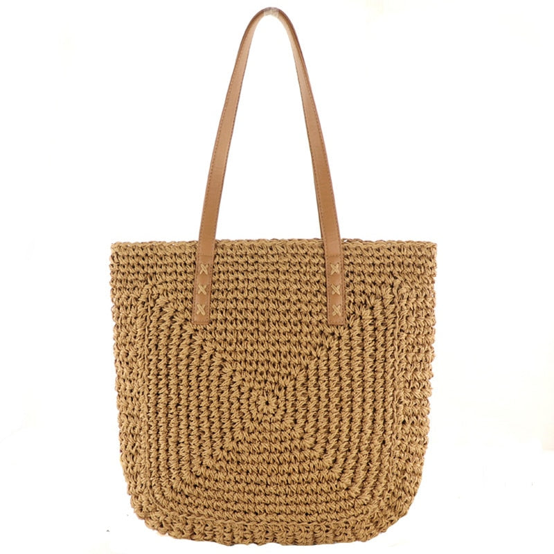 Summer Woven Women&#39;s Bag Large Capacity Straw Woman Shopper Beach Handmade Design Handbags For Women Fashion Female Shoulder Bag