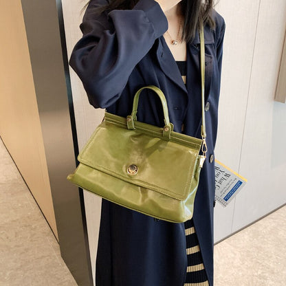 Solid Color Shoulder Bag Pu Leather Women&#39;s Handbag Purse High Capacity Tote Bag Trendy Portable Mobile Female Crossbody Bags