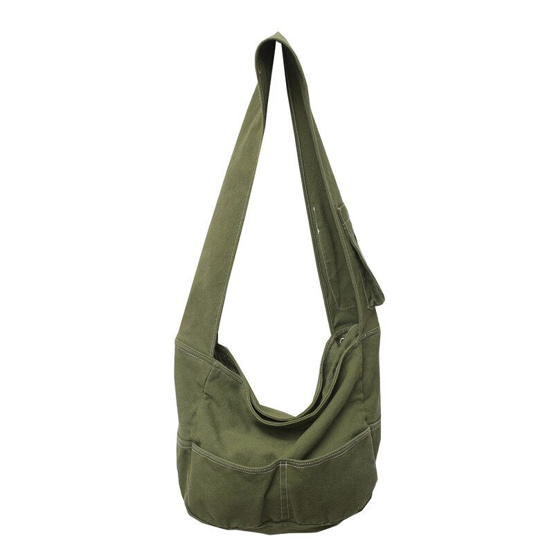 Large Capacity Canvas Shoulder Bags For Women Solid Fashion Fold Female Handbag Jean Big Shopping Eco Bag Denim Crossbody Bags