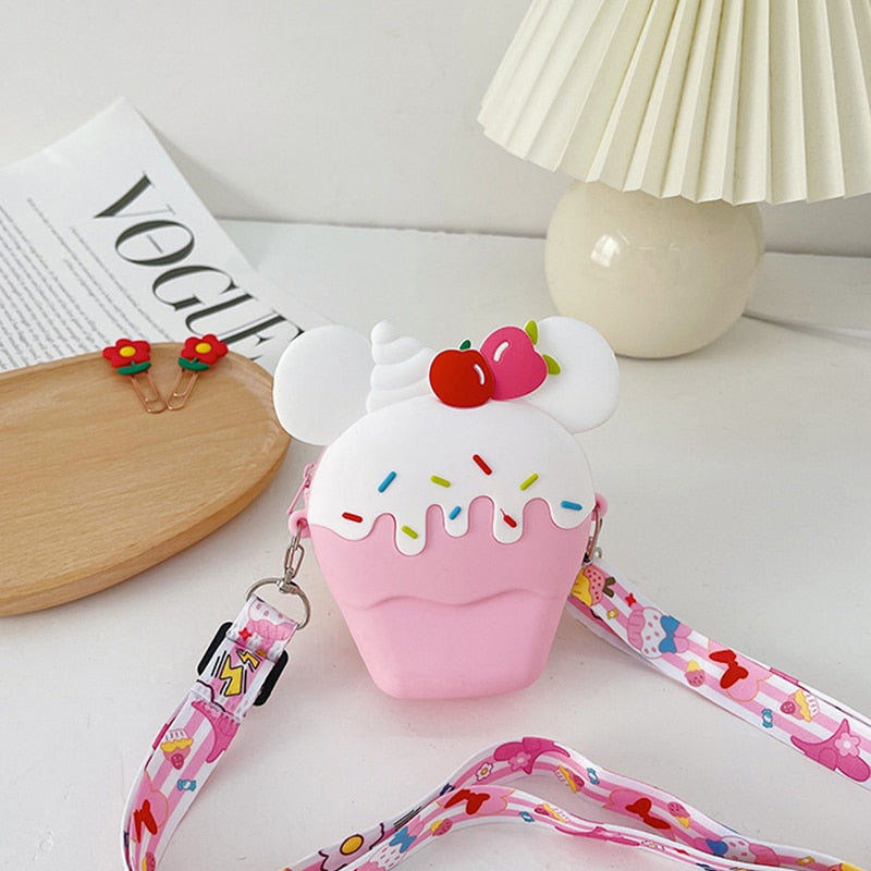 Cute Ice Cream Silicone Messenger Bag Cartoon Friut Children Kids Shoulder Crossbody Fashion Girls Coin Purse Wallet Handbags