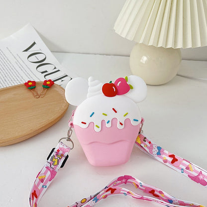 Cute Ice Cream Silicone Messenger Bag Cartoon Friut Children Kids Shoulder Crossbody Fashion Girls Coin Purse Wallet Handbags