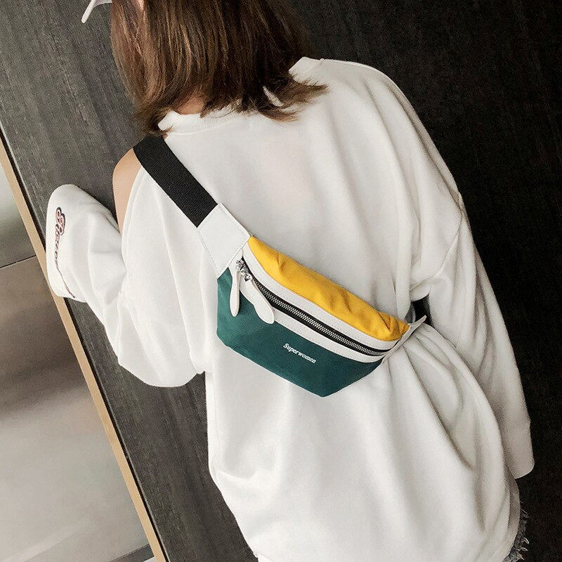 Canvas Fanny Pack Banana Waist Bag Belt New Brand Bag for Belt Women Waist Pack Contrast Color Chest Bag сумка женская Handbags