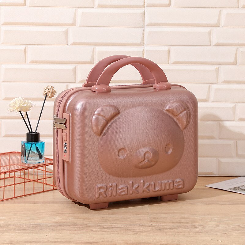 14-inch Rilakkuma Storage Box Makeup Box Suitcase Portable Small with Lock Password Mini Luggage Make Up Storage Case