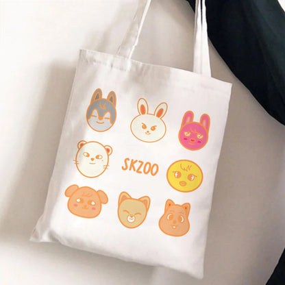 Korean Kpop SKZ00 Tote Bags for Women Portable Shopping Bag Harajuku Street Style Canvas Handbags Kawaii Cute Bolsa Feminina