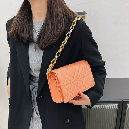 Simple Solid Color Ladies Shoulder Bags Small Female Embossing Geometric Shopping Armpit Bags PU Leather Underarm Bags